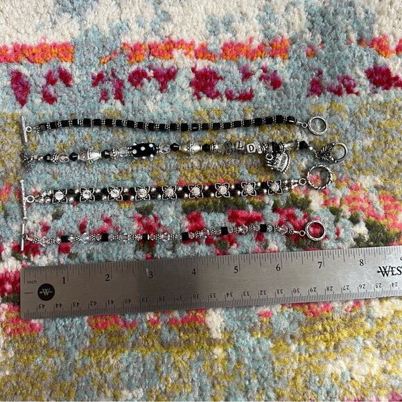 Silver and Black Beaded Bracelet Stack Set Birthday Gift - Picture 6 of 6